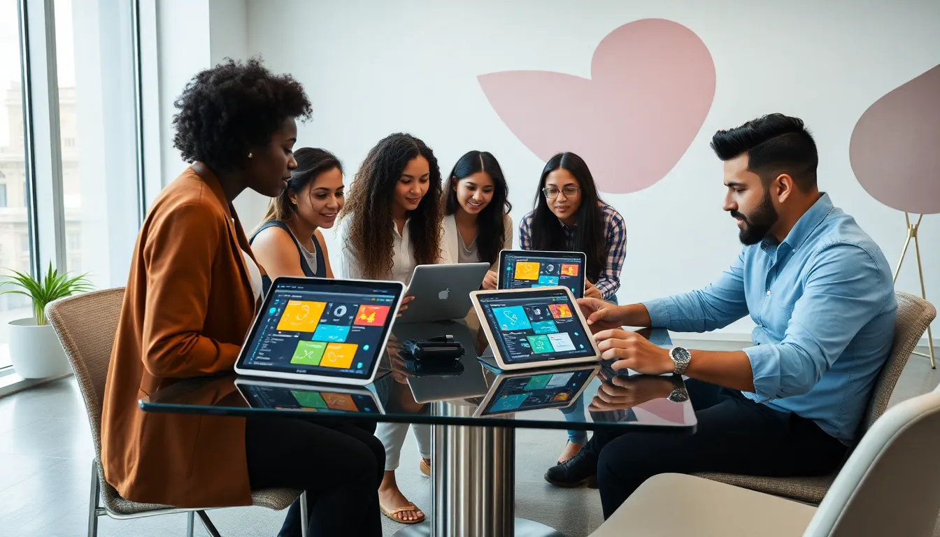 diverse team collaborating on low code application development.